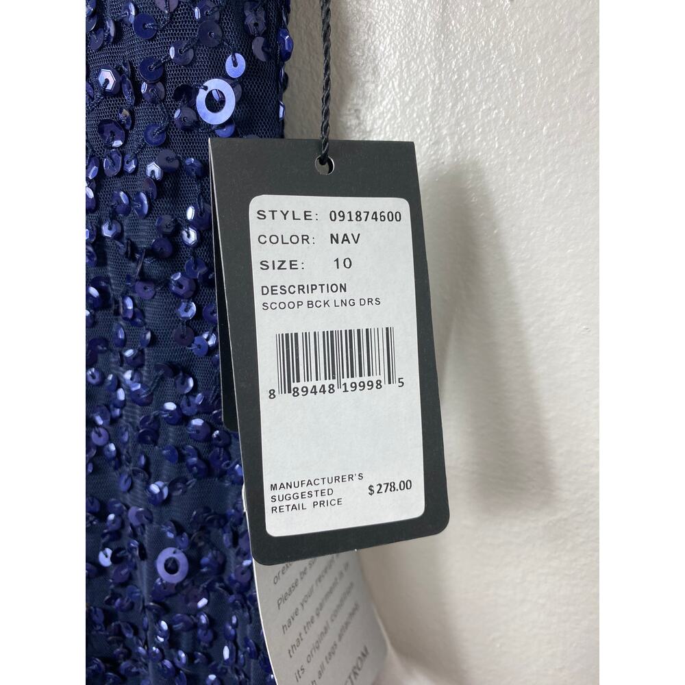 NWT ADRIANNA PAPELL DRESS GOWN 10 NAVY BLUE MOTHER OF THE BRIDE EVENING FORMAL - Picture 6 of 16